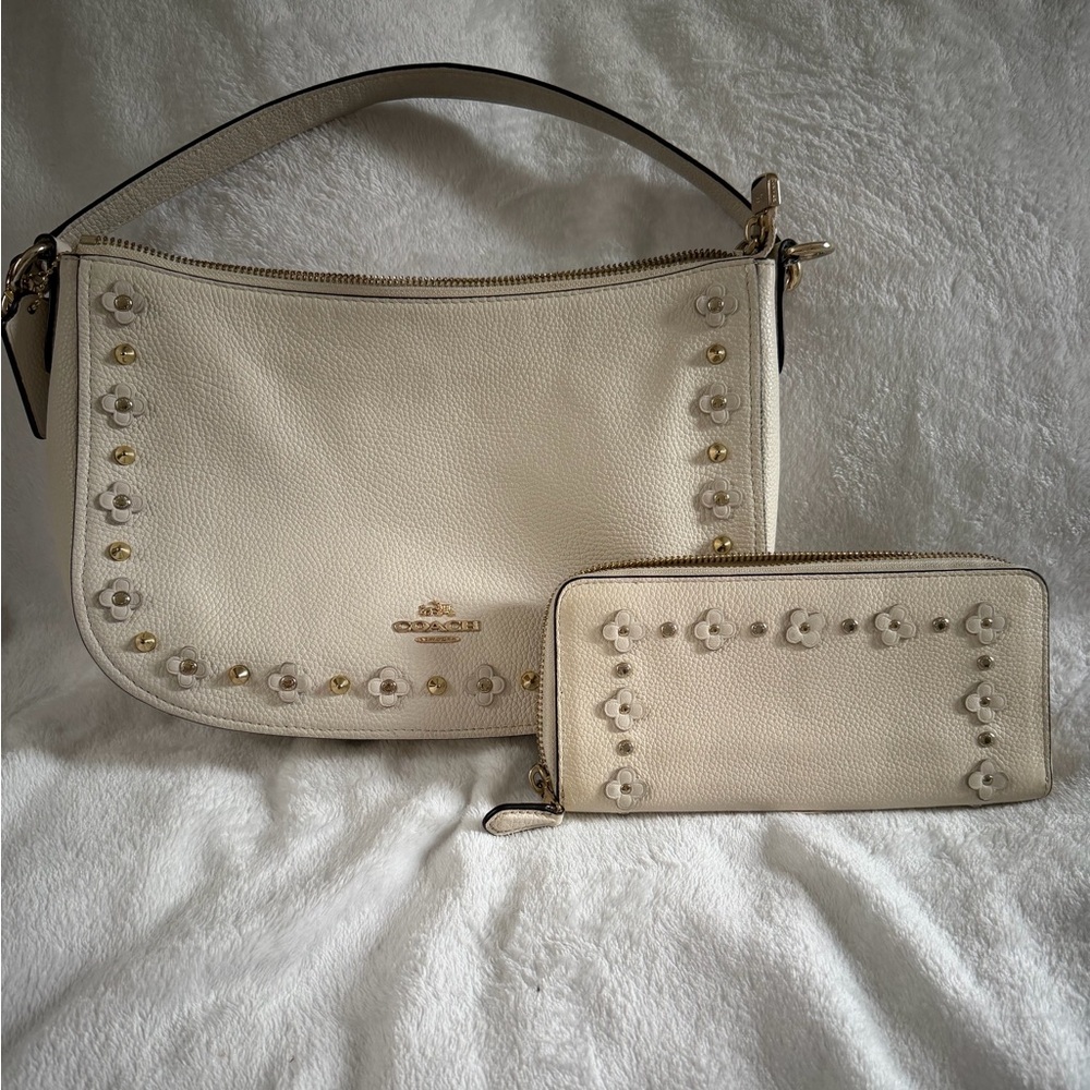 CHELSEA CROSSBODY IN FLORAL RIVETS LEATHER with Matching wallet